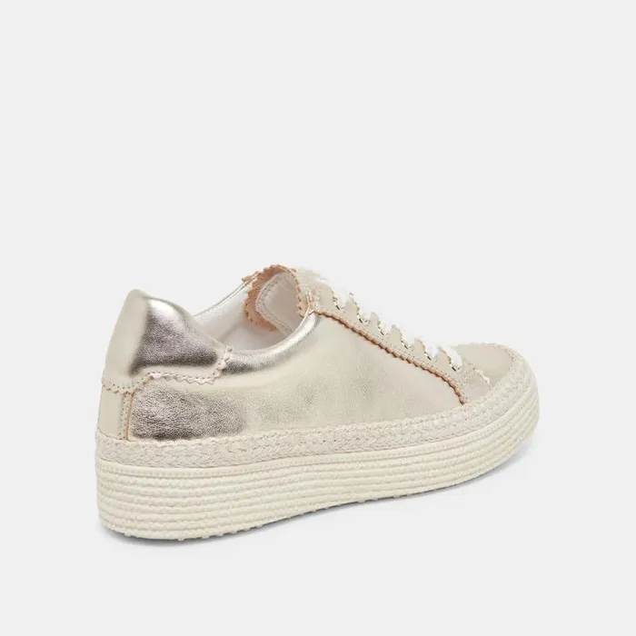 Dolce Vita Lennix Sneakers Light Gold Metallic Leather Women Sneakers
