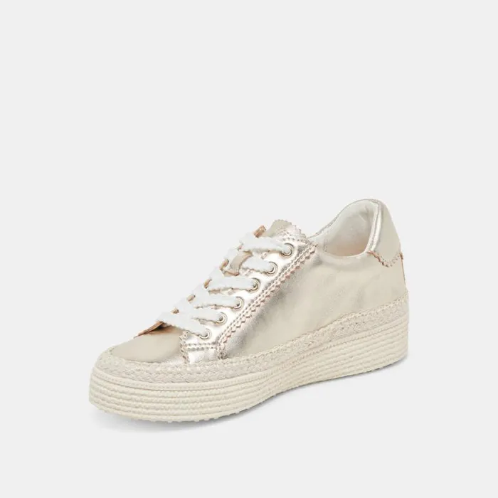 Dolce Vita Lennix Sneakers Light Gold Metallic Leather Women Sneakers