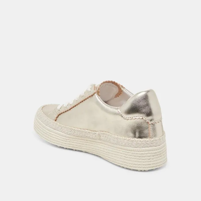 Dolce Vita Lennix Sneakers Light Gold Metallic Leather Women Sneakers