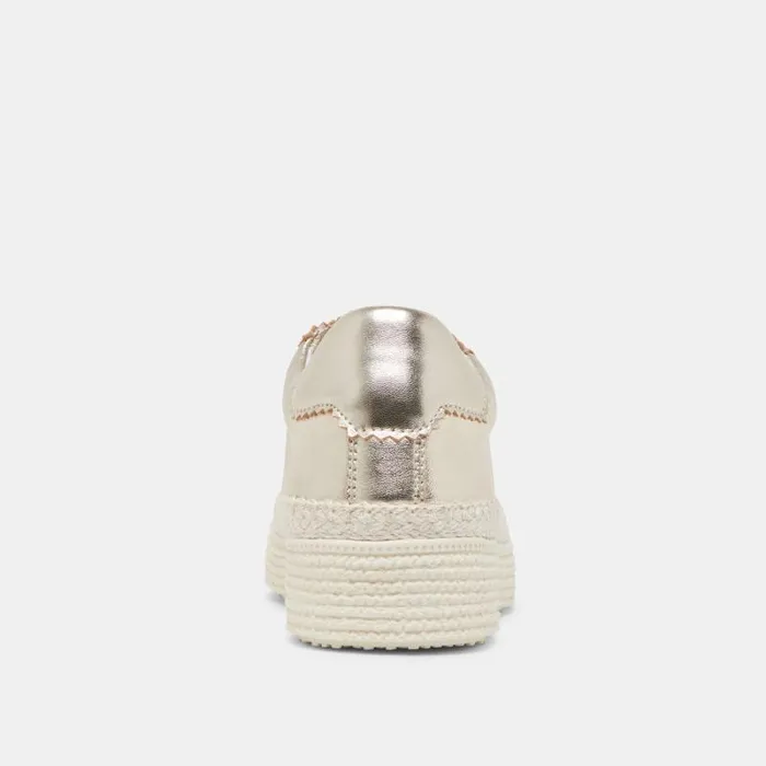 Dolce Vita Lennix Sneakers Light Gold Metallic Leather Women Sneakers
