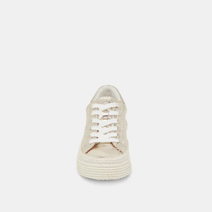 Dolce Vita Lennix Sneakers Light Gold Metallic Leather Women Sneakers