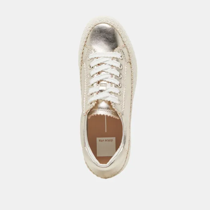 Dolce Vita Lennix Sneakers Light Gold Metallic Leather Women Sneakers