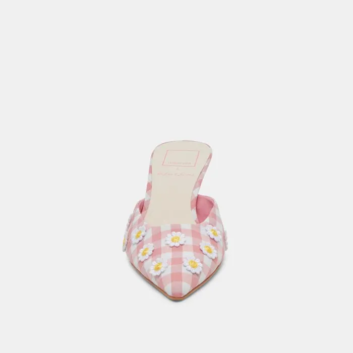 Dolce Vita Lilou Heels White Pink Gingham Women Heels
