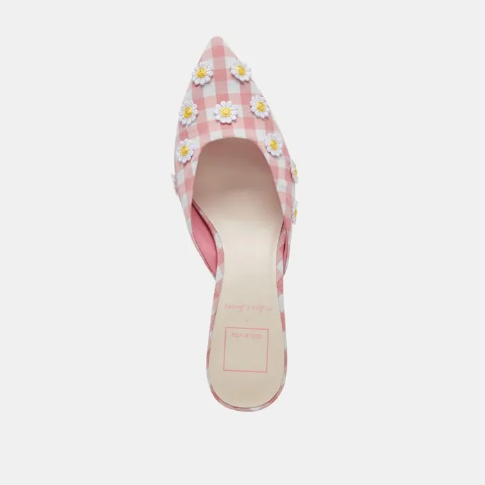 Dolce Vita Lilou Heels White Pink Gingham Women Heels