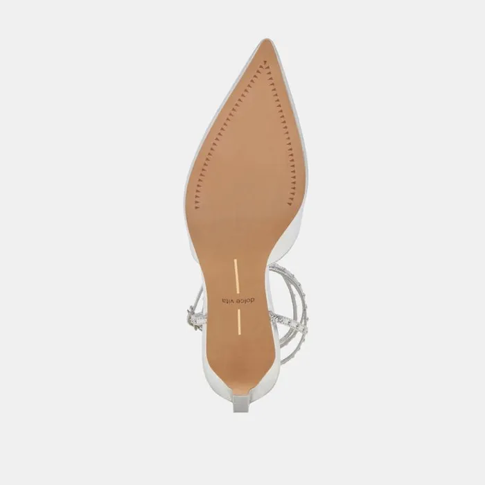 Dolce Vita Loklyn Stud Heels Silver Crinkle Patent Women Heels