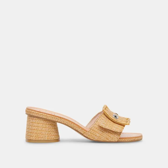 Dolce Vita Lucey Wide Heels Warm Natural Raffia Women Heels