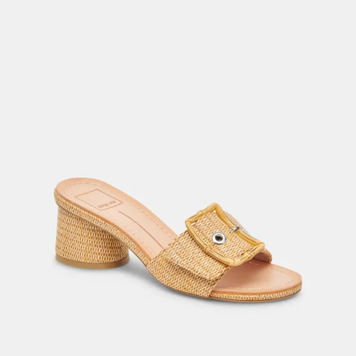 Dolce Vita Lucey Wide Heels Warm Natural Raffia Women Heels