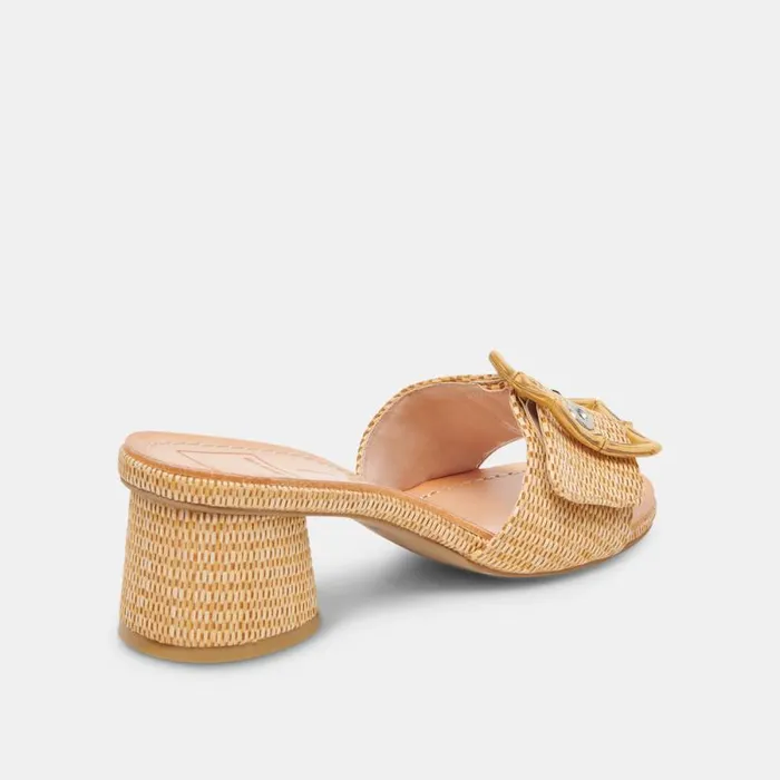 Dolce Vita Lucey Wide Heels Warm Natural Raffia Women Heels