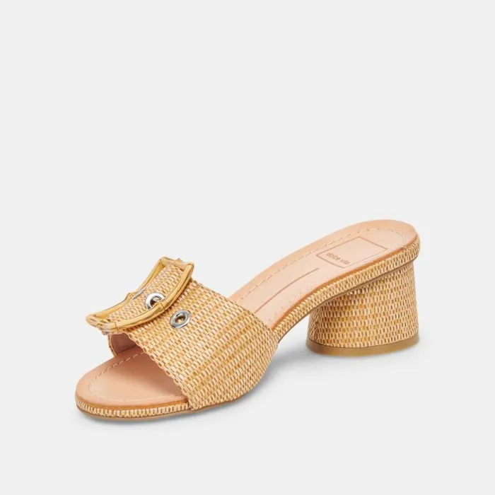 Dolce Vita Lucey Wide Heels Warm Natural Raffia Women Heels