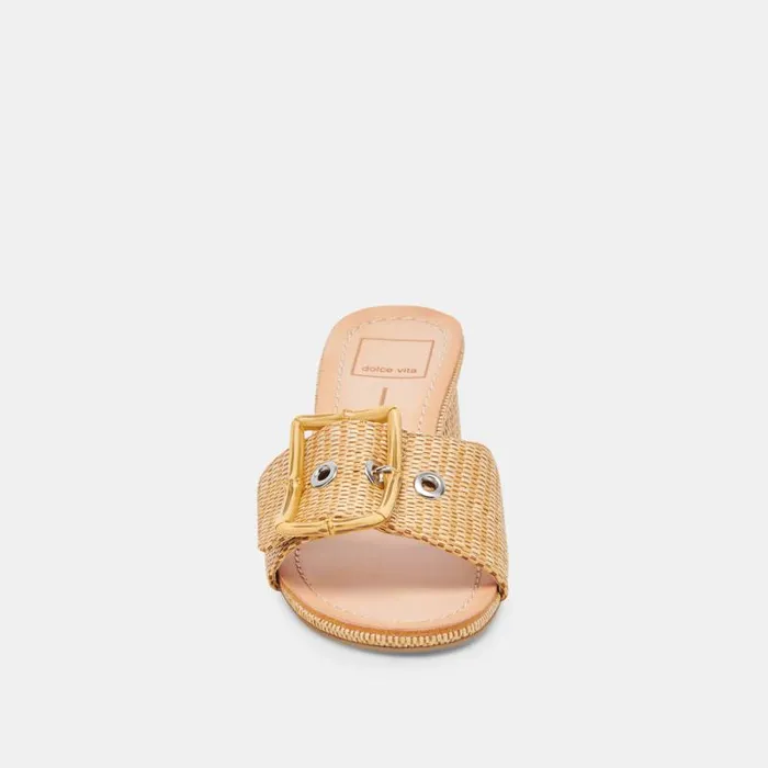 Dolce Vita Lucey Wide Heels Warm Natural Raffia Women Heels