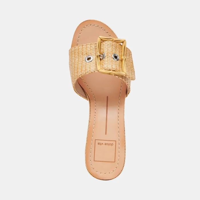 Dolce Vita Lucey Wide Heels Warm Natural Raffia Women Heels