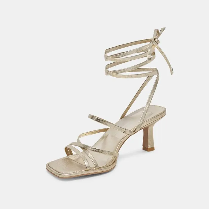 Dolce Vita Malabo Heels Platinum Metallic Leather Women Heels
