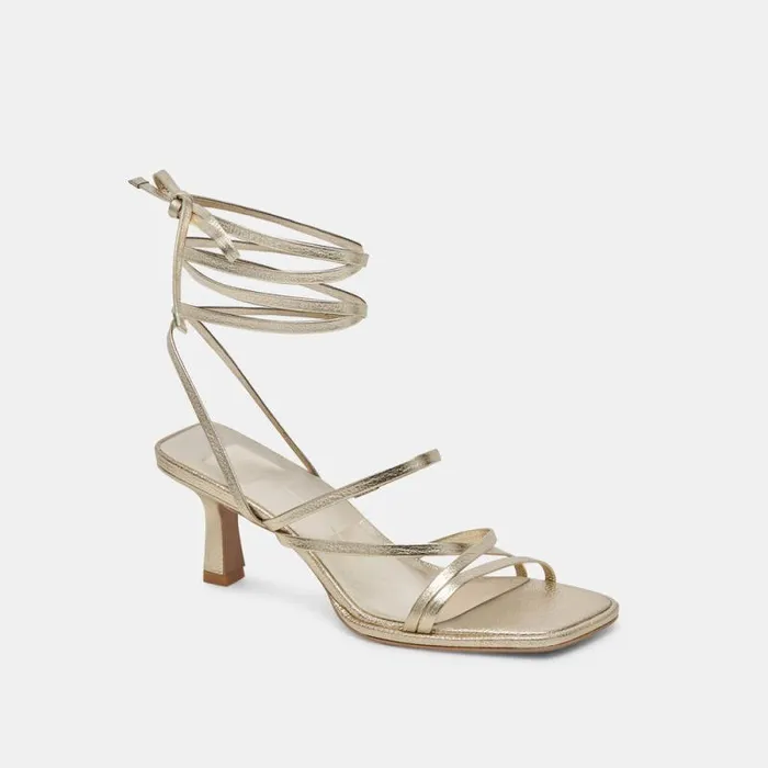 Dolce Vita Malabo Heels Platinum Metallic Leather Women Heels