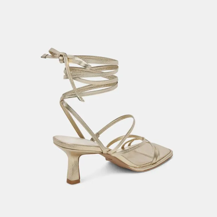 Dolce Vita Malabo Heels Platinum Metallic Leather Women Heels
