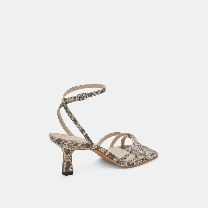 Dolce Vita Manji Heels Black White Embossed Snake Women Heels