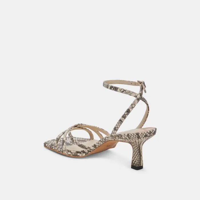 Dolce Vita Manji Heels Black White Embossed Snake Women Heels