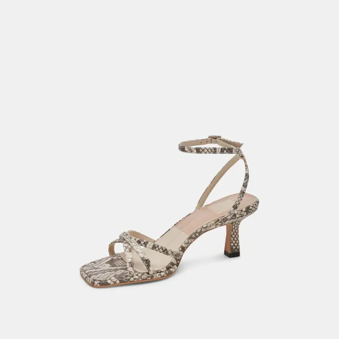 Dolce Vita Manji Heels Black White Embossed Snake Women Heels
