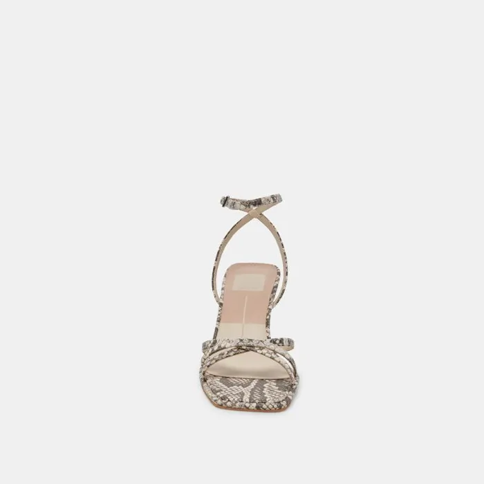 Dolce Vita Manji Heels Black White Embossed Snake Women Heels