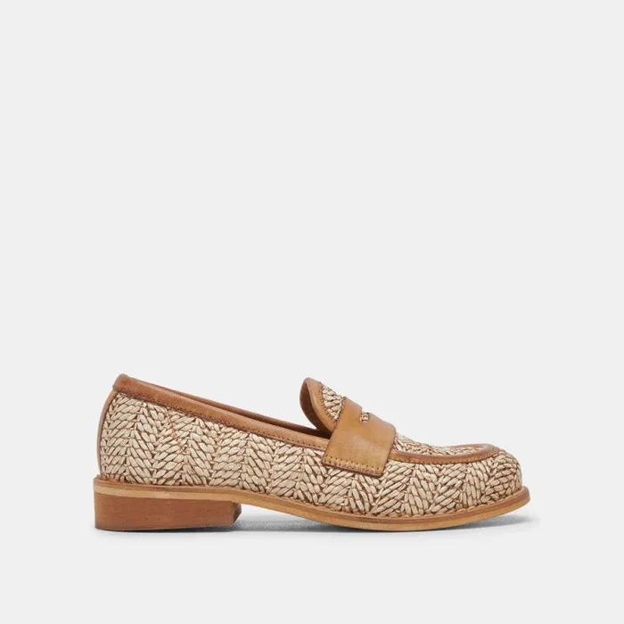 Dolce Vita Marina Loafers Brown Multi Raffia Women Flats and Loafers