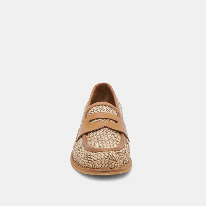 Dolce Vita Marina Loafers Brown Multi Raffia Women Flats and Loafers