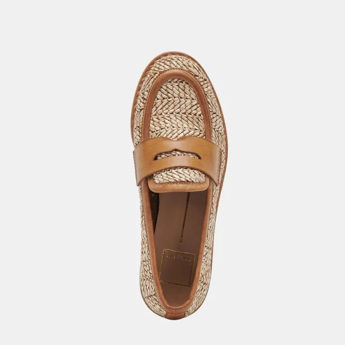 Dolce Vita Marina Loafers Brown Multi Raffia Women Flats and Loafers
