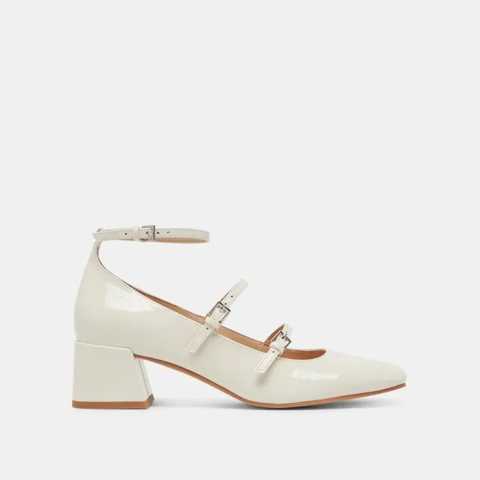Dolce Vita Meadow Heels White Patent Leather Women Heels