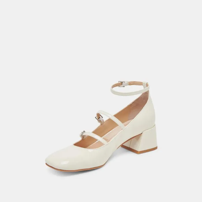 Dolce Vita Meadow Heels White Patent Leather Women Heels