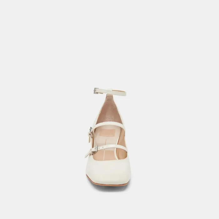 Dolce Vita Meadow Heels White Patent Leather Women Heels