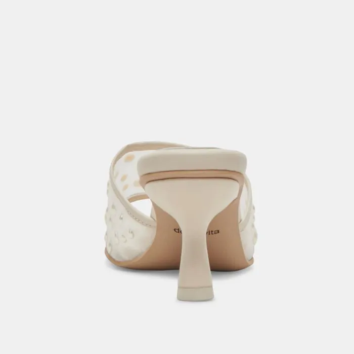 Dolce Vita Meeza Pearl Heels Ivory Mesh Women Sandals