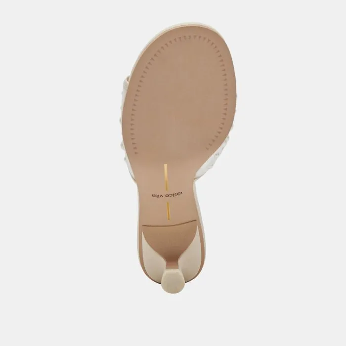 Dolce Vita Meeza Pearl Heels Ivory Mesh Women Sandals