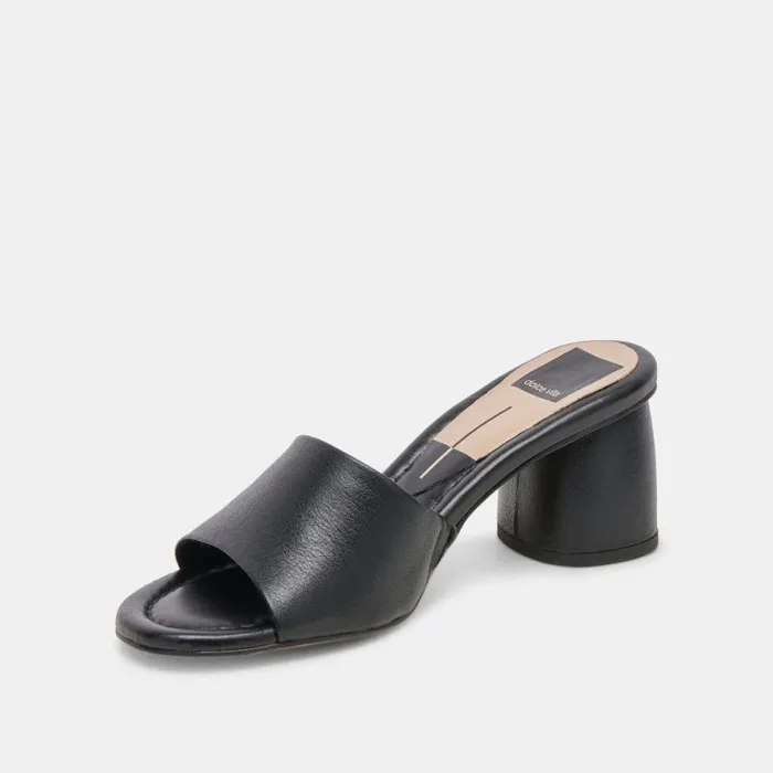 Dolce Vita Minny Dress Wide Heels Black Leather Women Heels