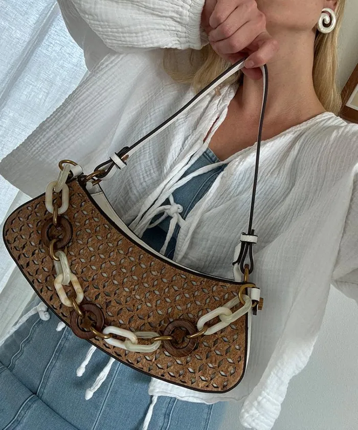 Dolce Vita Miranda Shoulder Bag Natural Cork Women Handbags