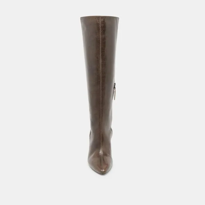 Dolce Vita Nelas Wide Calf Boots Dark Olive Leather Women Boots and Booties