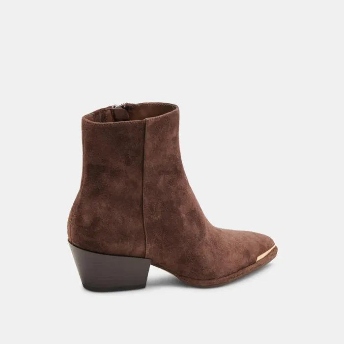 Dolce Vita Nonah Wide Booties Dk Brown Suede Women Boots and Booties