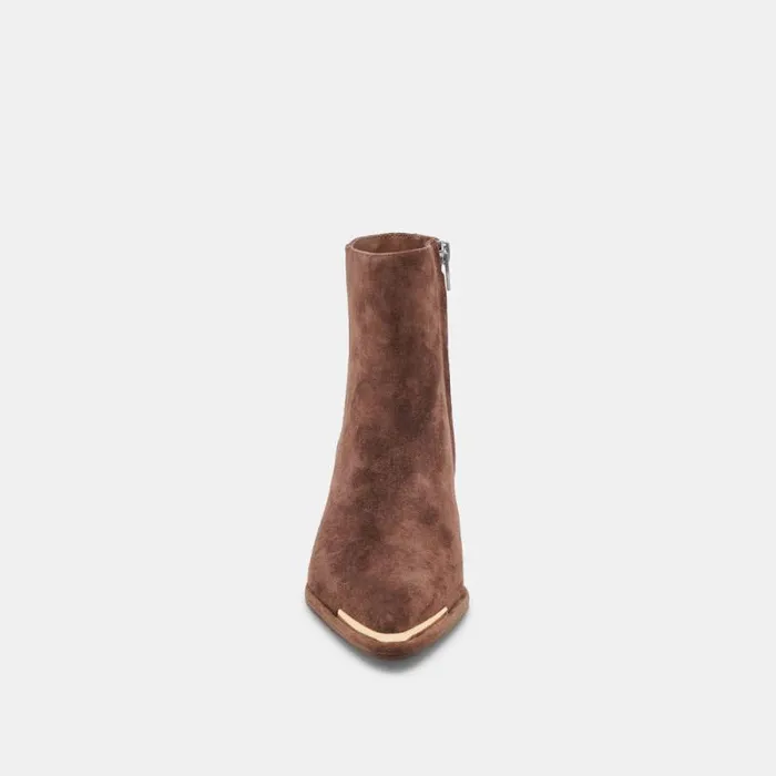 Dolce Vita Nonah Wide Booties Dk Brown Suede Women Boots and Booties