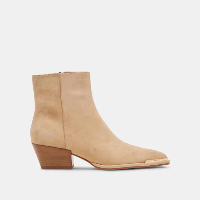 Dolce Vita Nonah Wide Booties Tan Suede Women Boots and Booties