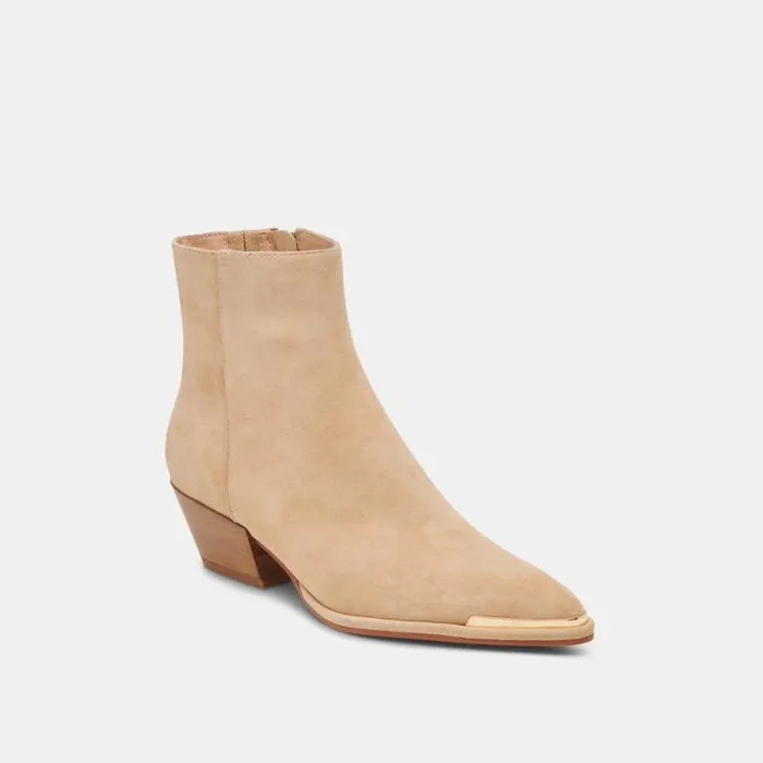 Dolce Vita Nonah Wide Booties Tan Suede Women Boots and Booties