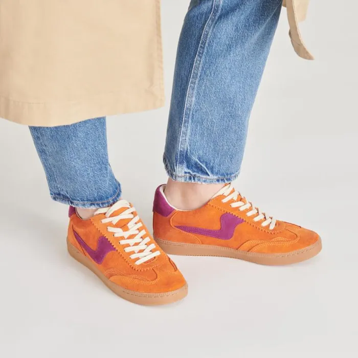 Dolce Vita Notice Sneakers Orange Multi Suede Women Sneakers