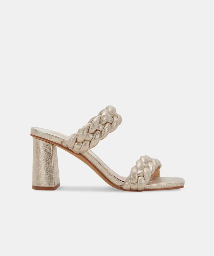 Dolce Vita Paily Heels Light Gold Metallic Stella Suede Women Heels