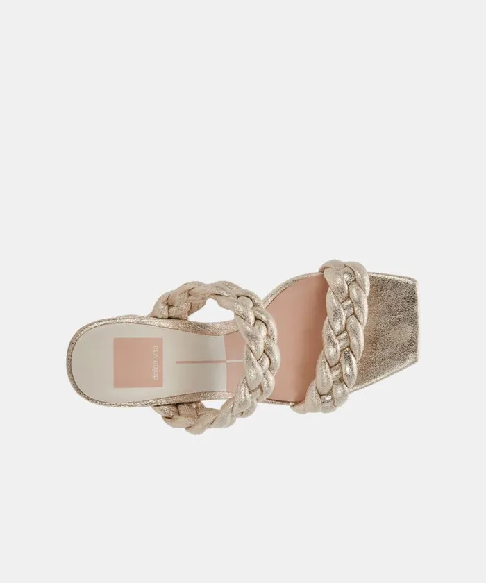 Dolce Vita Paily Heels Light Gold Metallic Stella Suede Women Heels