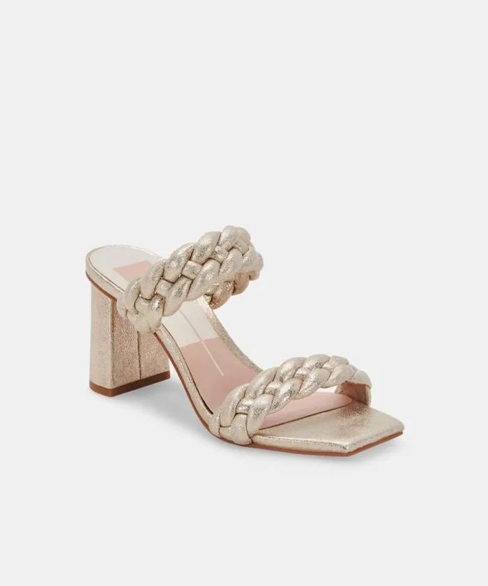 Dolce Vita Paily Heels Light Gold Metallic Stella Suede Women Heels