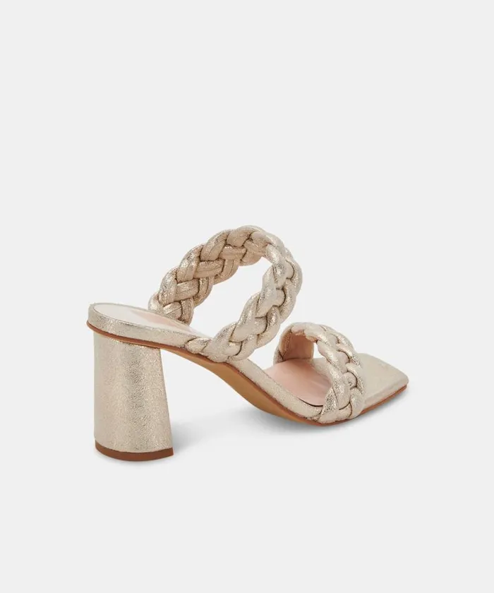 Dolce Vita Paily Heels Light Gold Metallic Stella Suede Women Heels