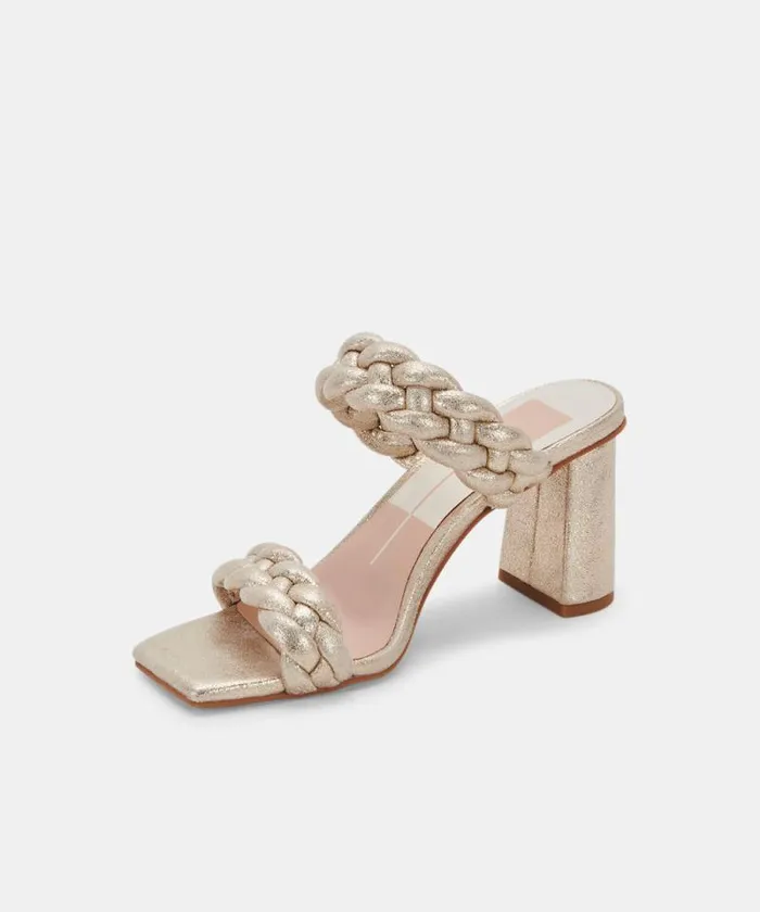 Dolce Vita Paily Heels Light Gold Metallic Stella Suede Women Heels