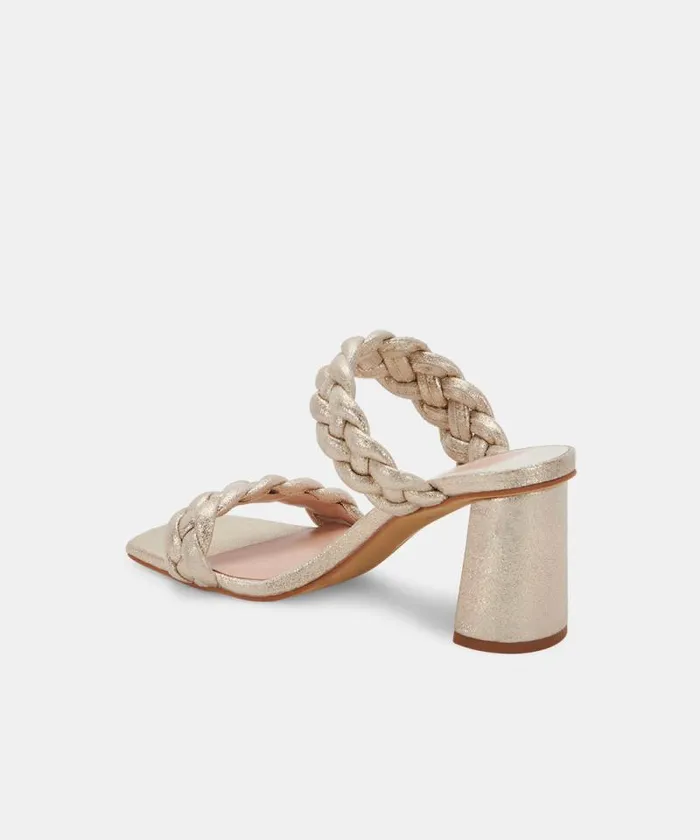 Dolce Vita Paily Heels Light Gold Metallic Stella Suede Women Heels