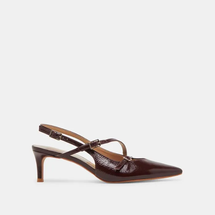 Dolce Vita Pamla Mid Heels Cranberry Crinkle Patent Women Heels