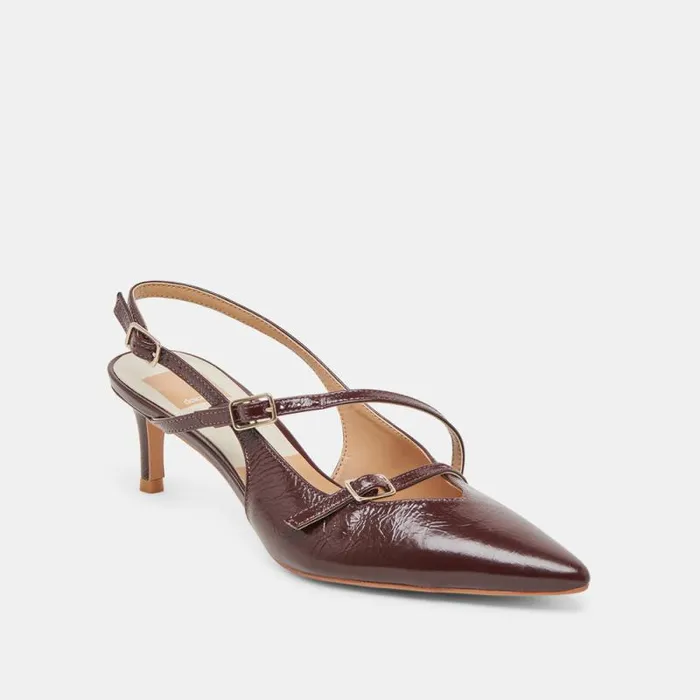 Dolce Vita Pamla Mid Heels Cranberry Crinkle Patent Women Heels