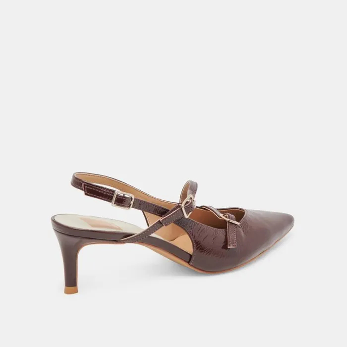 Dolce Vita Pamla Mid Heels Cranberry Crinkle Patent Women Heels