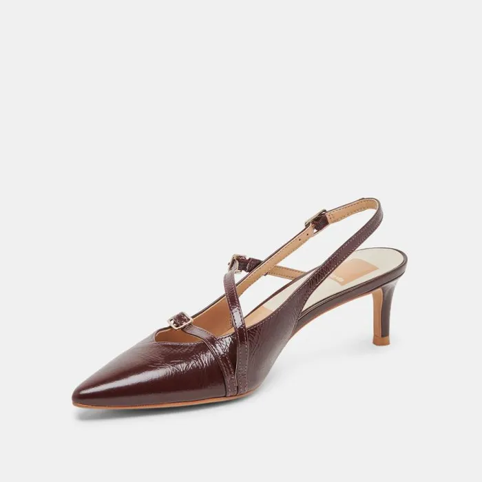 Dolce Vita Pamla Mid Heels Cranberry Crinkle Patent Women Heels
