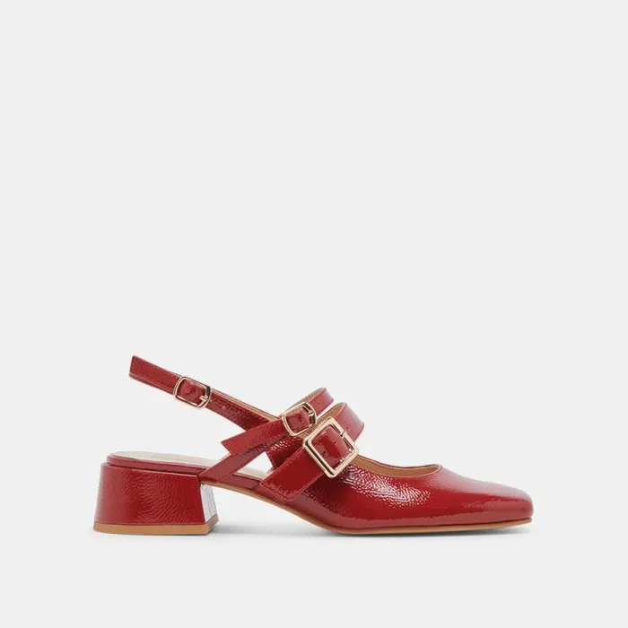 Dolce Vita Patzy Heels Crimson Crinkle Patent Leather Women Heels