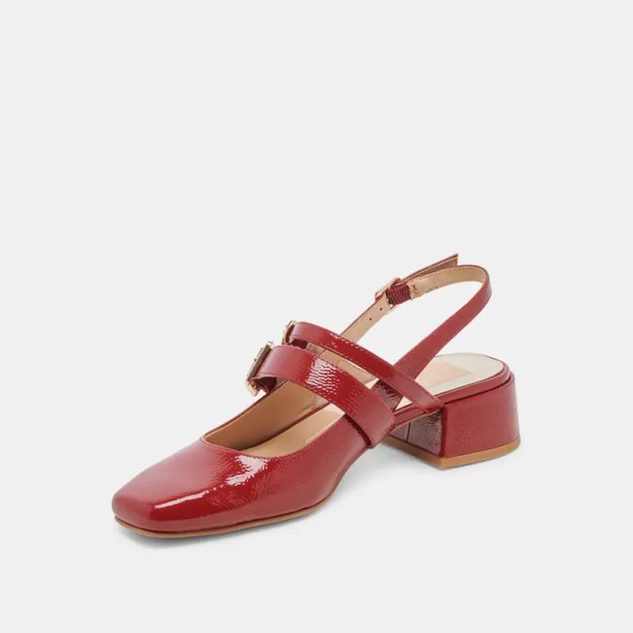 Dolce Vita Patzy Heels Crimson Crinkle Patent Leather Women Heels